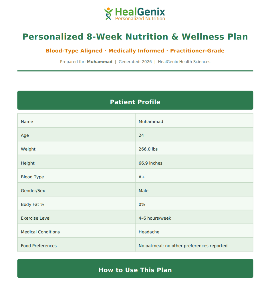 Preview of an AI-generated personalized health and wellness report for a gym member